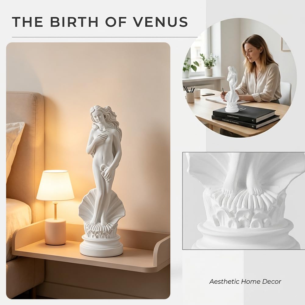 Statua di Afrodite, nascita di Venere, la dea della giovinezza Statua grega da giardino, scultura in resina sintetica, dea greco-romana, figura artistica, classica bianca, complemento d'arredo-