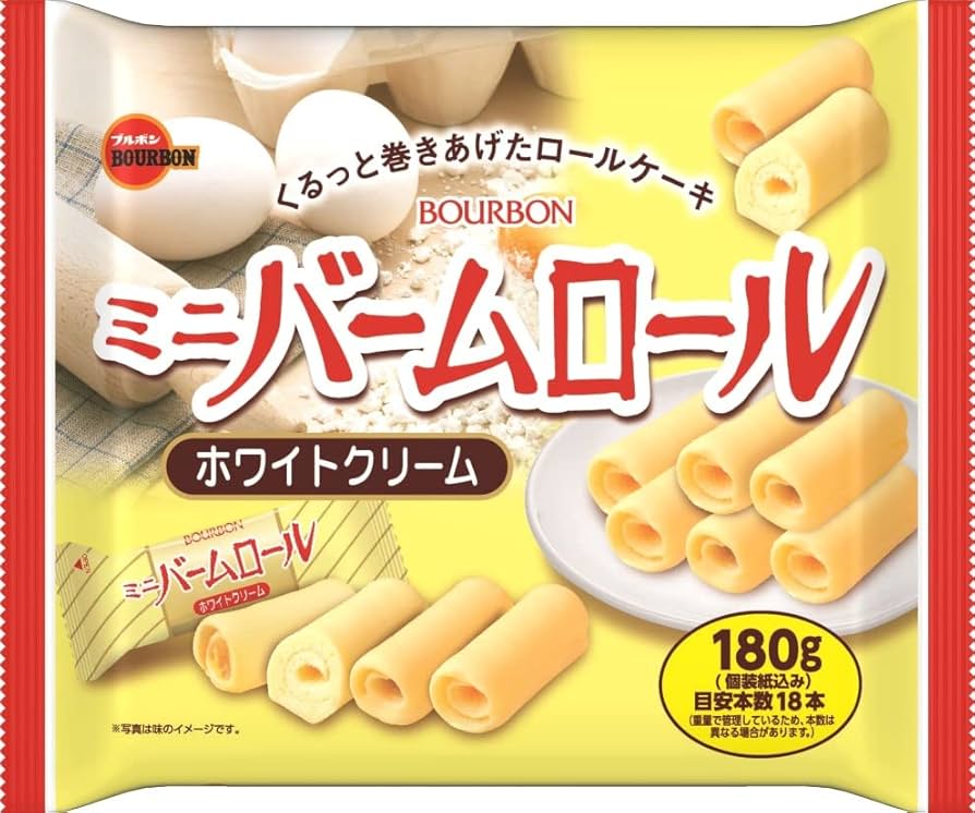 Amazon.co.jp: ブルボン ミニバームロールホワイトクリーム 180g