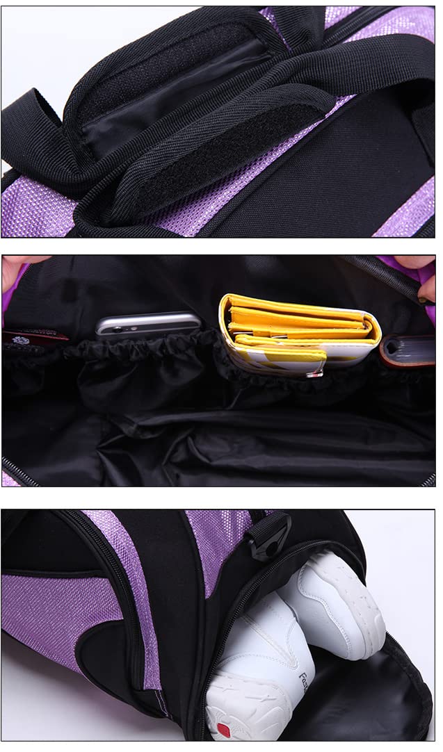 Tanztasche für Mädchen, Sport, Turnbeutel für Damen, Yoga-Tasche, Übernachtungstaschen für Mädchen, Wochenendtaschen, violett, Medium