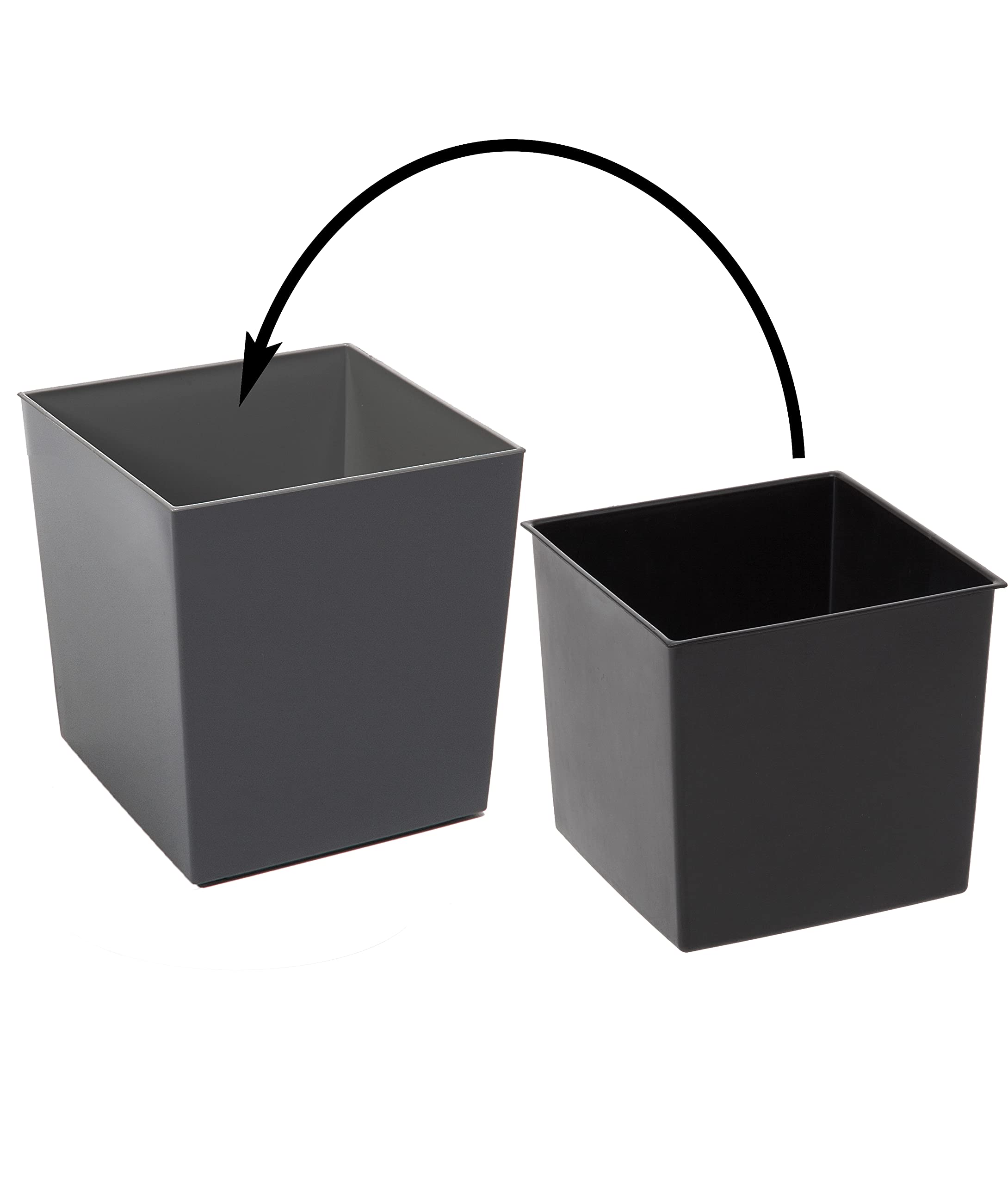 Tymar Pot de Fleurs, Pot de Fleurs, en Plastique, Grand Pot de Fleurs, carré, Brillant, pour Jardin, Balcon, terrasse, Maison (Noir, 40 x 40 cm)
