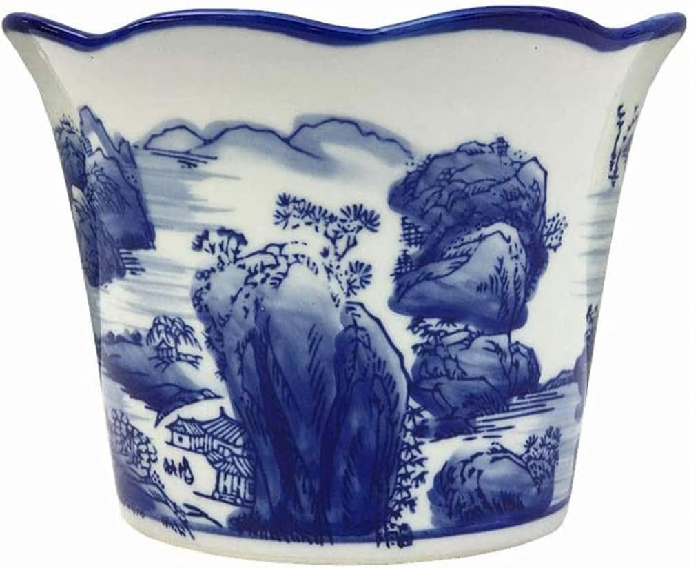 Doniczki ceramiczne, ręcznie malowane niebieskie i białe porcelanowe doniczki, antyczne zielone doniczki, doniczki do roślin ogrodowych, porcelanowe doniczki do wnętrz i,One Color-16cm