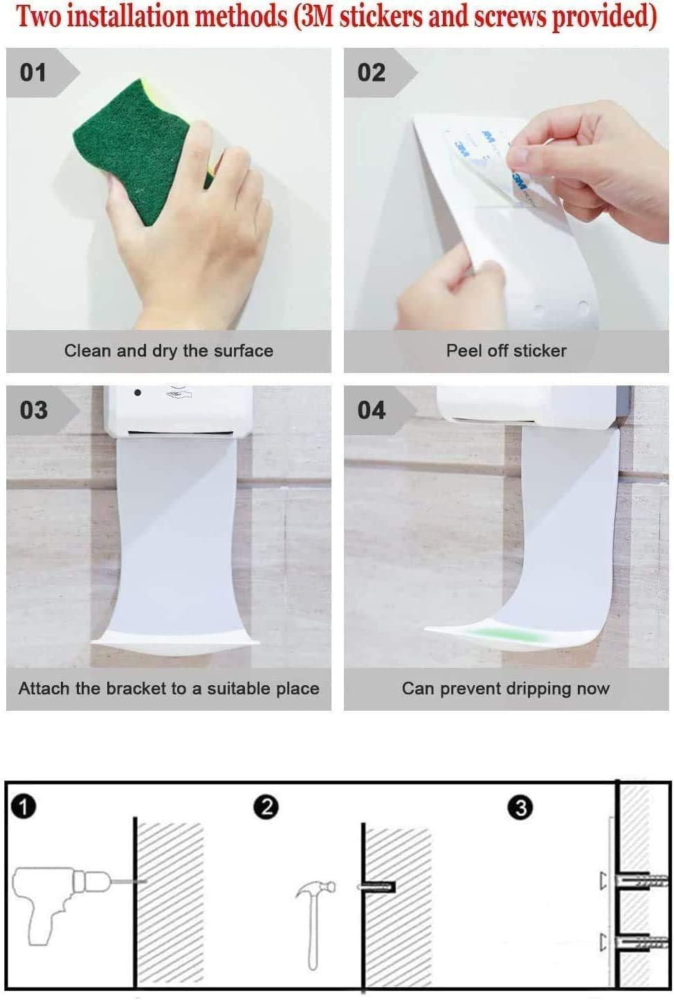 10PCS Drip Tray for Wall Mounted Soap Dispenser, Prevent Dripping and Spraying, Dispenser Stand,Soap Bracket, Water Tray，Soap Tray,Detergent Cup Holder(White)