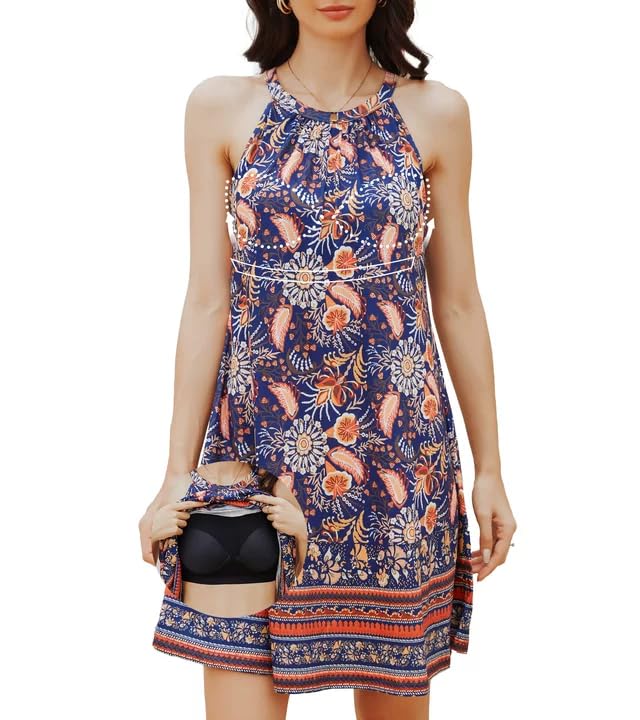 Robe de tennis pour femme avec soutien-gorge intégré et poches courtes