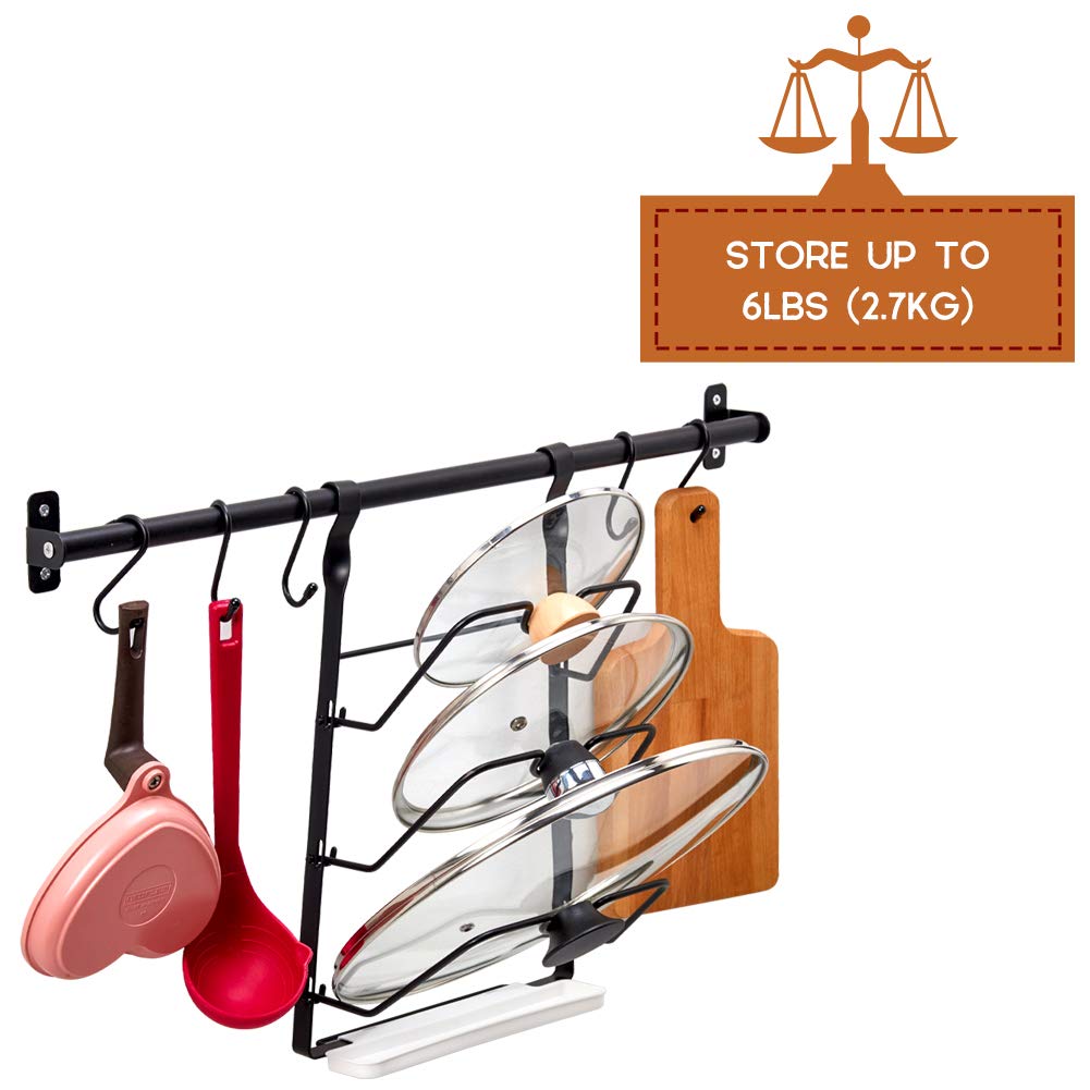 Buy EZOWare Hanging Pot Lid Organizer Holder Rack with Drainboard Set, Includes 23.6 inch
