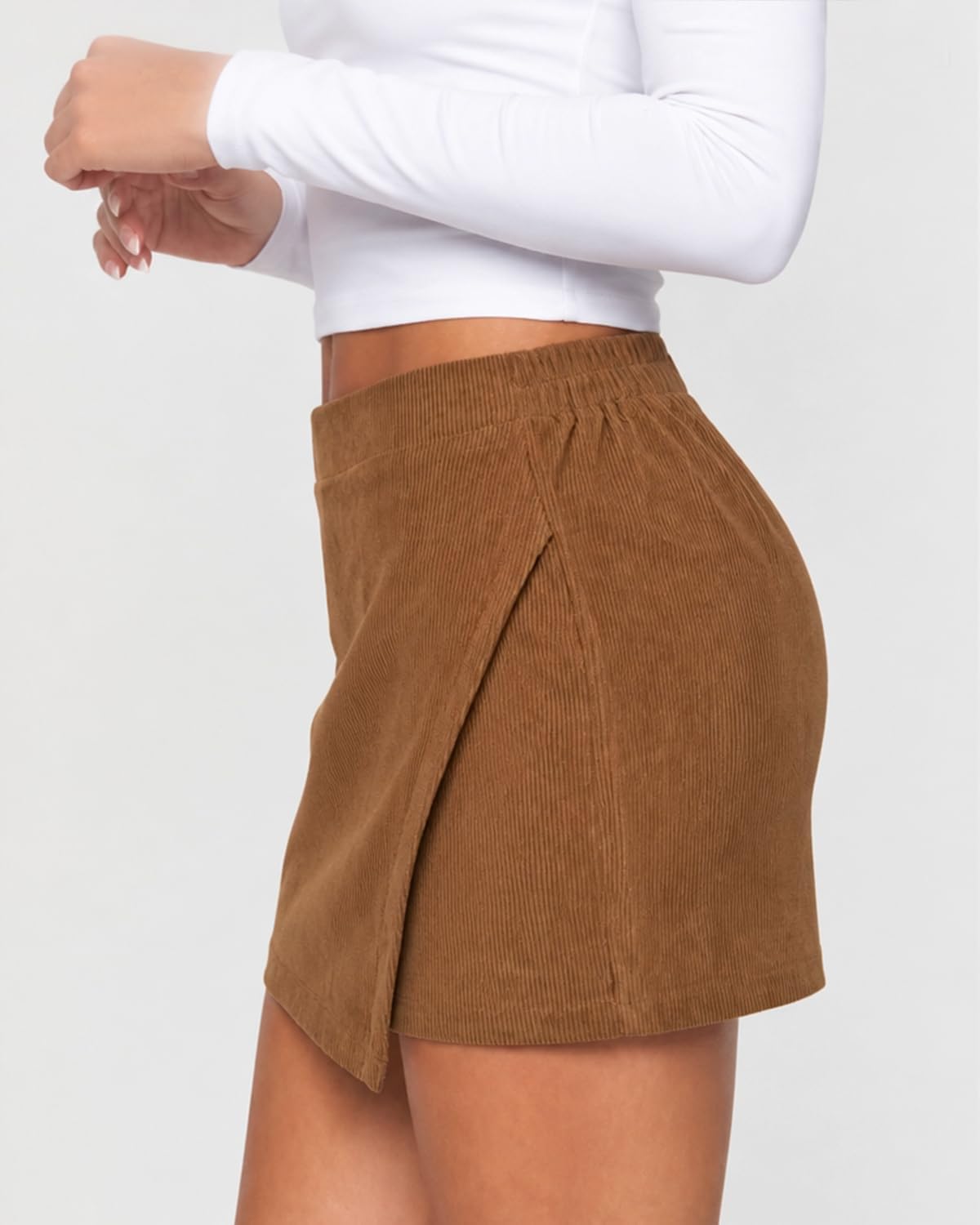 Womens Corduroy Mini Skirt High Waisted Y2k Short Wrap Skort