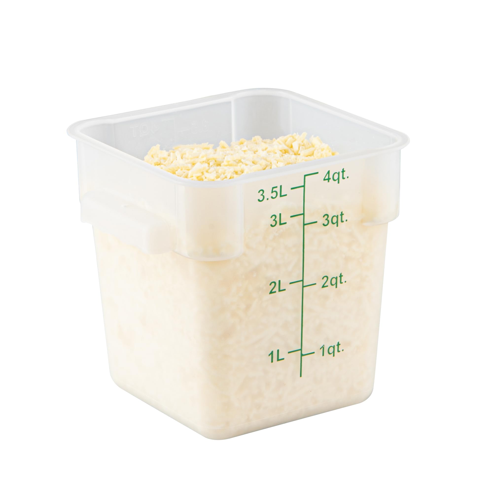 Restaurantware - Contenedores de almacenamiento de alimentos Met Lux de 4 cuartos de galón, 10 recipientes de almacenamiento translúcidos – Las tapas se venden por separado, marcadores de volumen