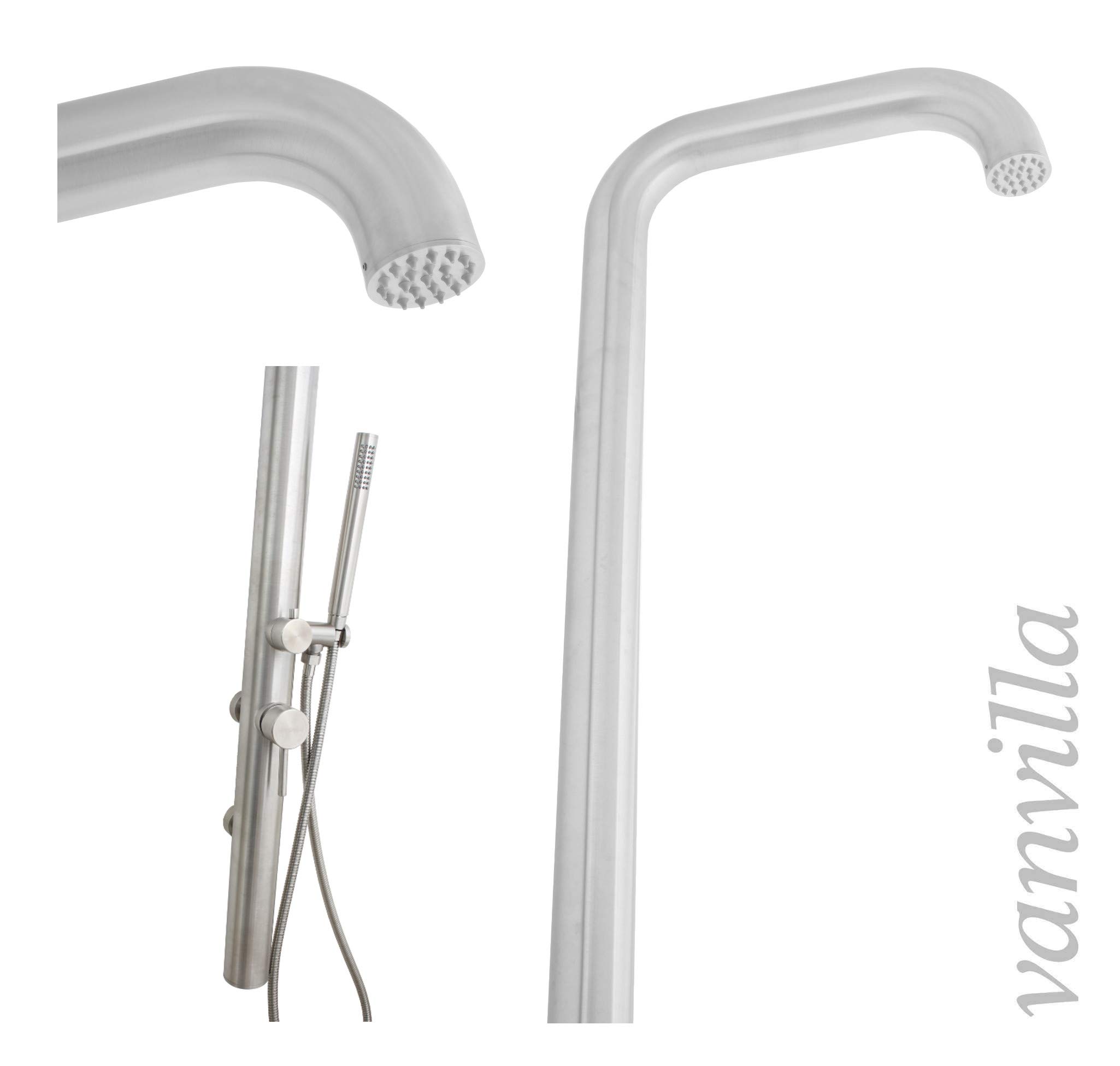 vanvilla Riva Stainless Steel Pool Shower with Hand Shower Garden Shower  Outdoor Shower Wall Mounted Cold and Hot Water : Amazon.de: Garden