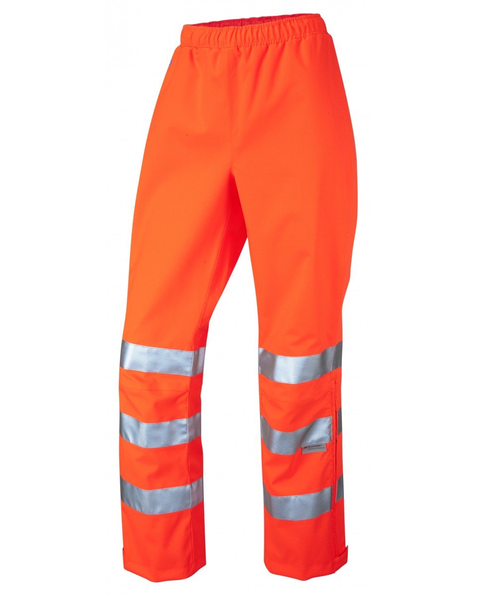 Leo Workwear Hannaford Waterproof ISO 20471 Hi Vis Breathable Ladies Overtrouser, XS, Orange