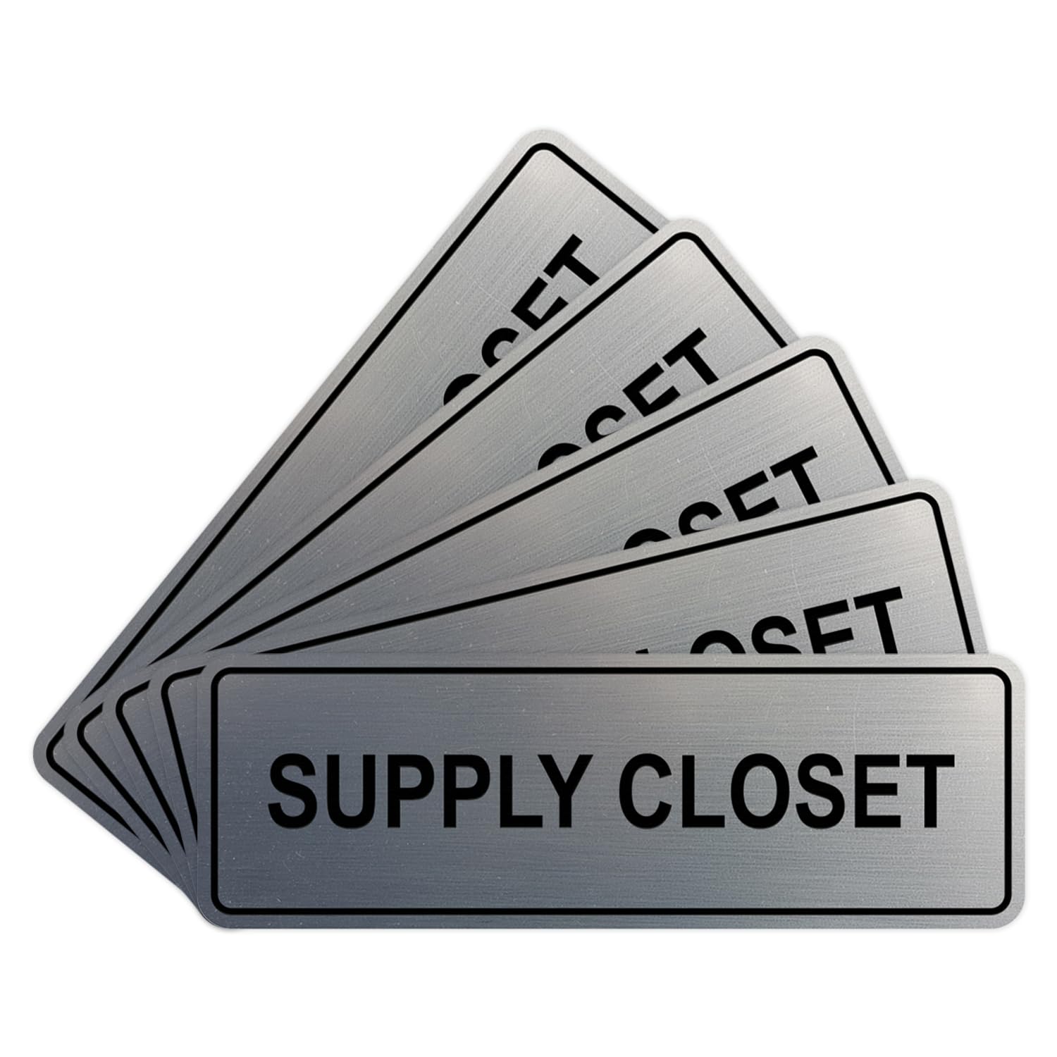 Signs ByLITA Standard Supply Closet Wall or Door Sign | Office Signage (Brushed Silver) - Medium (5 Pack)