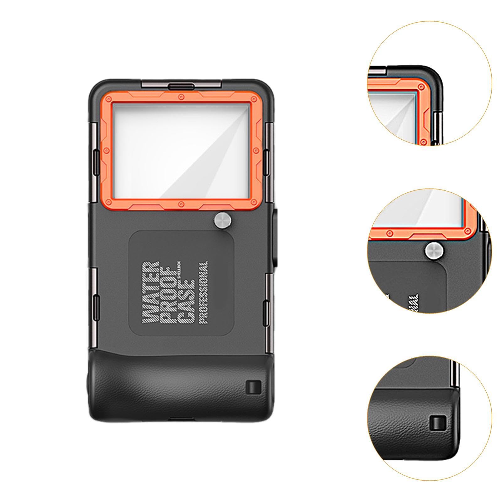 Funda para Teléfono de Buceo, Anillo de Sellado Profesional de 15M/50 Pies con Cordón, Cubierta Subacuática para Teléfono, Resistente Al Agua para NAD, Naranja Negro