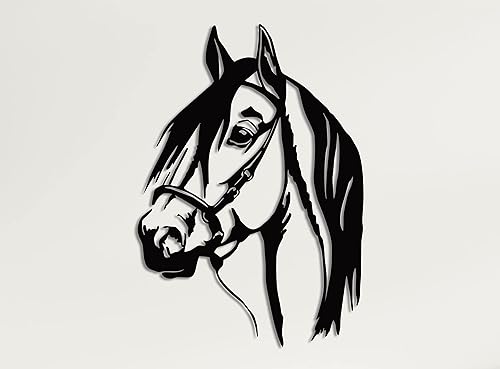 Miniatura 1 de DEKADRON Arte de pared de metal, cabeza de caballo, silueta de pared 3D, decoración de pared de metal, decoración de pared para el hogar, oficina,