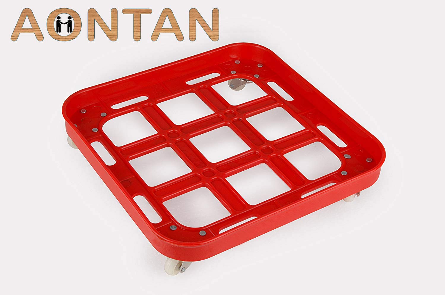 Aontan Oil tin Trolley Size (20 x 20 x 9 cm) with Wheel ABS Plastic Tin Square Oil can Stand Multiuse Gas Lpg Cylinder 2 in 1 Heavy Duty Trolley 1