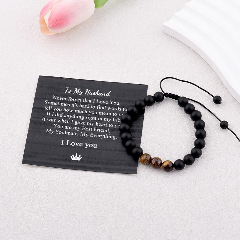 Birthday Valentines Day Gifts for Men Beaded Bracelet for Boyfriend Husband Son Grandson Dad Gift Ideas - Image 5