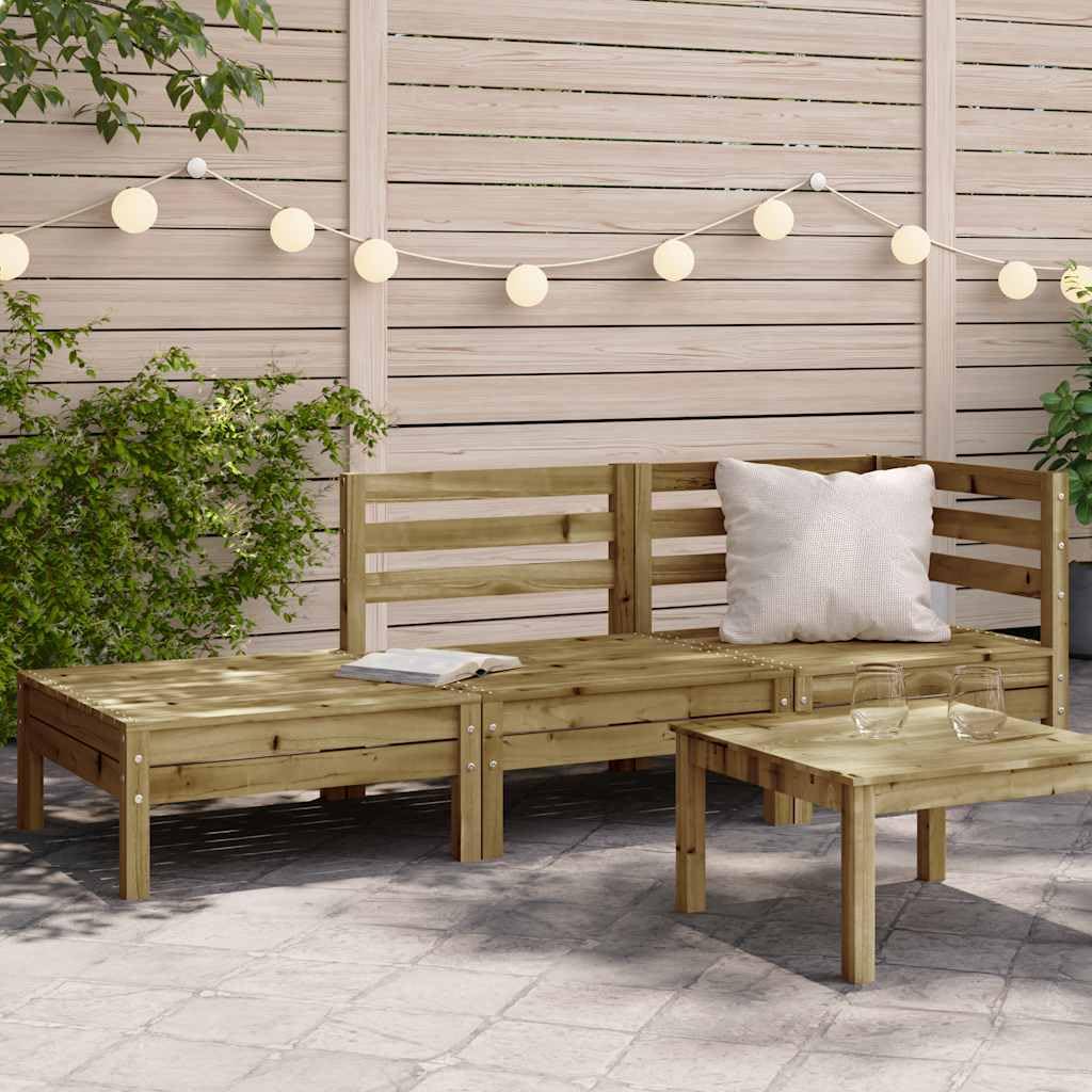 Divano da giardino a 3 posti in legno di pino impregnato con design a doghe per terrazza e giardino, mobili modulari da esterno con schienale per una comoda esperienza di seduta