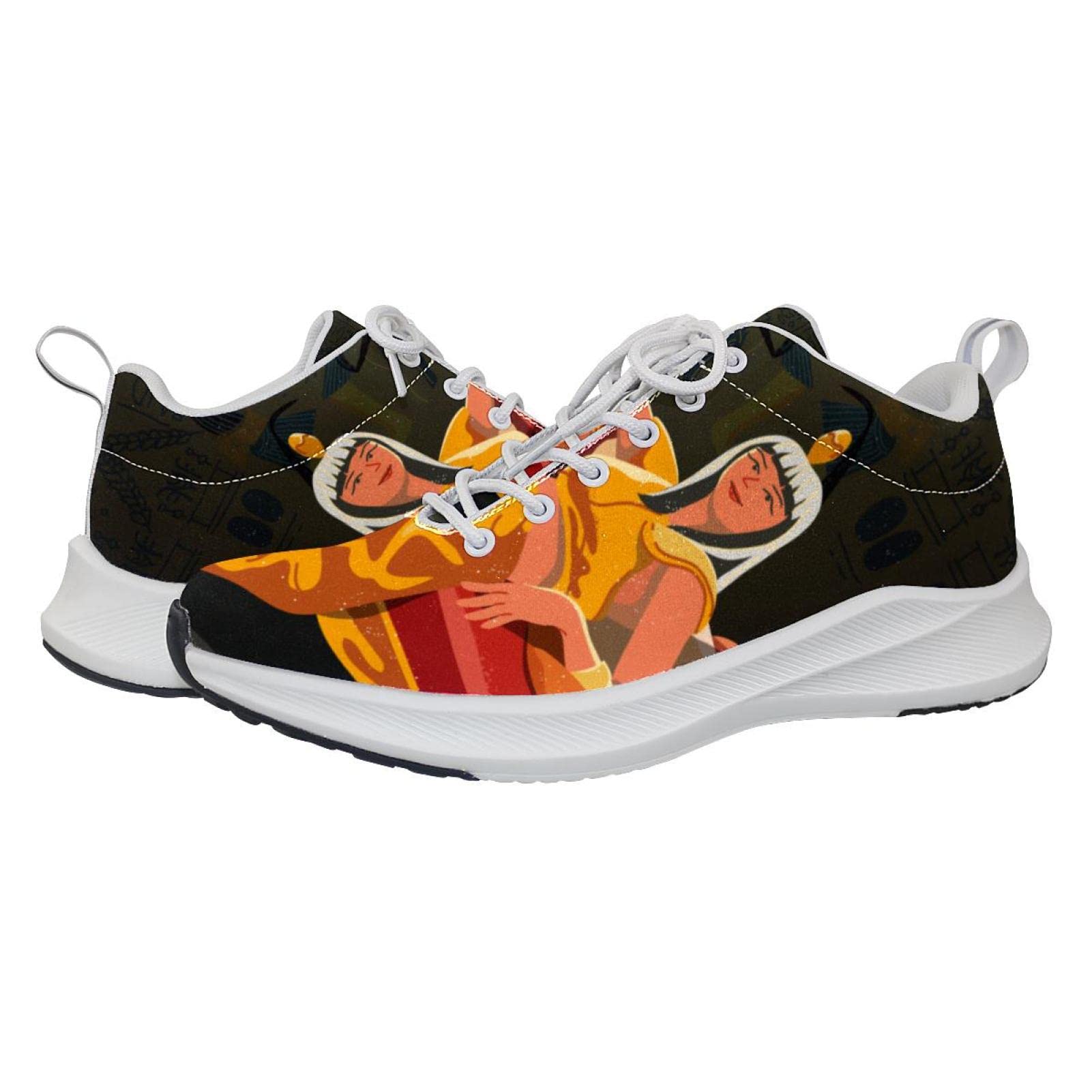 Sneakers personalizzate Scarpe da passeggio leggere in esecuzione Scarpe da ginnastica casual atletiche Cleopatra seduta sul trono, multicolore, 11 US