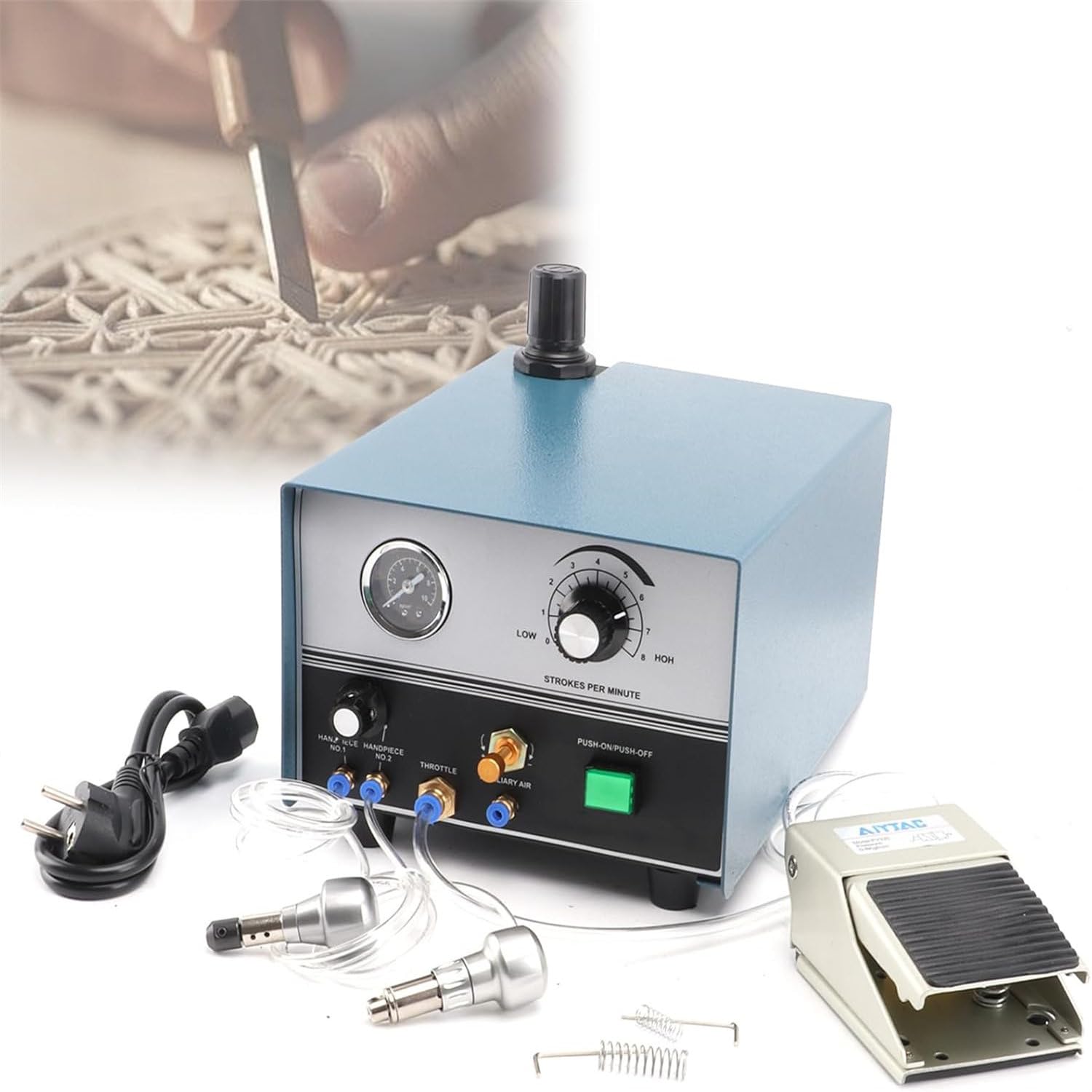 Graveur pneumatique de bijoux 100-1400 tr/min Pièce à main Micro graveur 4000RPM pour bijoux, artisanat et fer forgé