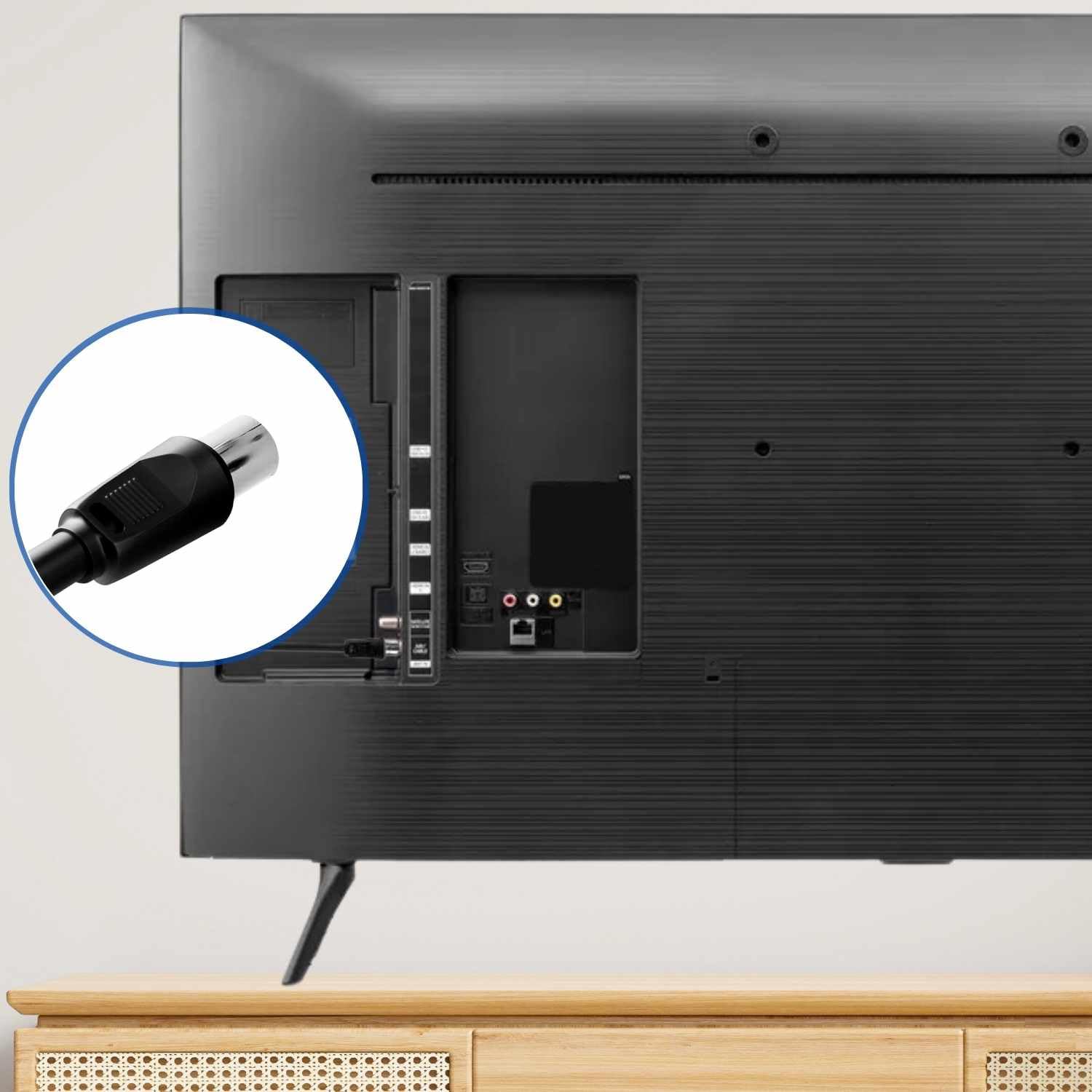 TECHZOCO Cavo antenna TV maschio maschio cavo coassiale antenna TV, cavo antenna tv diritto, cavo televisivo, decoder, 70dB, HDTV, DVB-T2, DVB-C, DVB-S, TV e radio, 75 Ohm, nero, 2,50 metri