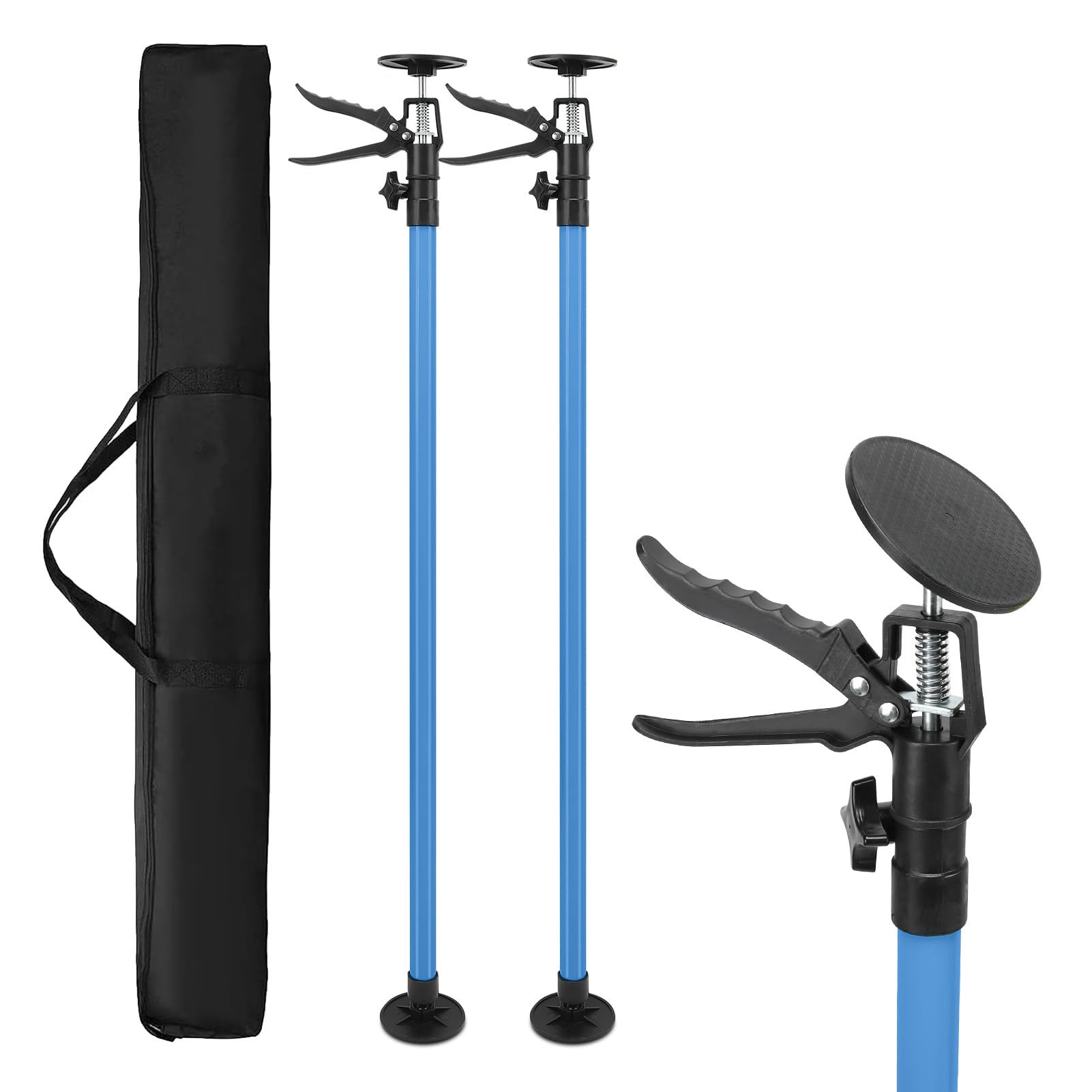 2 PCS Cabinet Jack, Adjustable Support Pole Labor Saving Arm Universal Base Telescopic 3rd Hand Support System, Supports up to 132 Lbs, Drywall Jack or Cargo Bars, Extends from 20 to 45 Inch