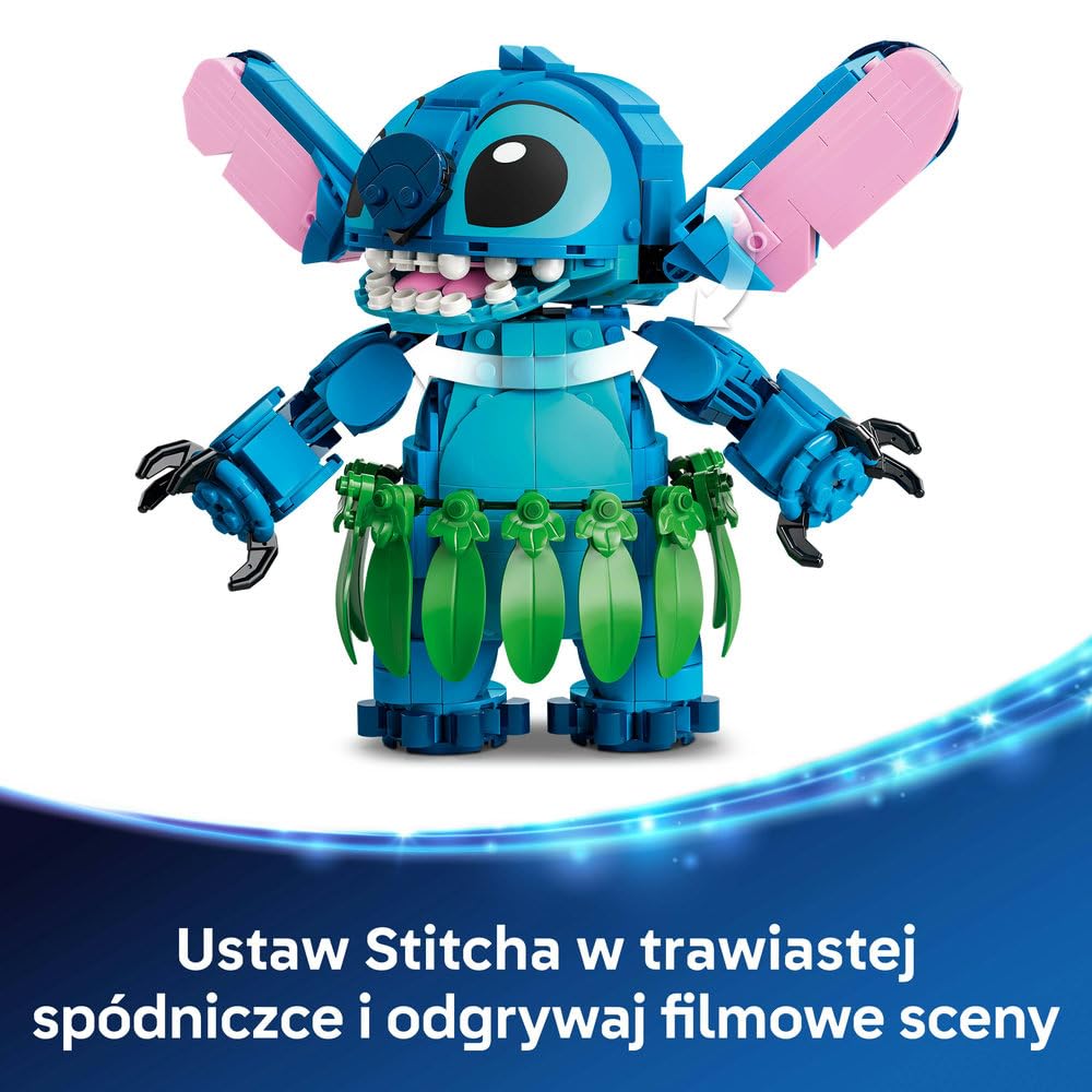 LEGO ǀ Disney Stitch i Strupka 43296 | Kolekcjonerskie figurki Disneya, zabawka dla 9-latki, prezent dla dziewczynki i chłopca, klocki dla dzieci, 713 elementów