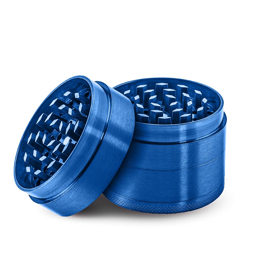 Spice Grinder, Herb Grinder for Dry Herbs, Metal Premium Magnetic Grinder, Aluminum Portable Grinder for Dry Herbs and Spices - 60mm (Blue)