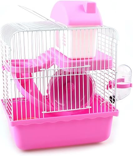 Miniatura 2 de VINGVO Jaula de hámster, hábitat de hámster, portátil, de 2 niveles, portátil, grande, espacio, hogar, roedor, ratón, ratón, ratón, jaula de alambre