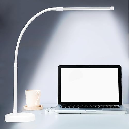 Miniatura 7 de CIVHOM Lámpara de escritorio LED con abrazadera luz de clip regulable para oficina en casa 3 modos de brillo cuello de cisne largo y flexible ahorro