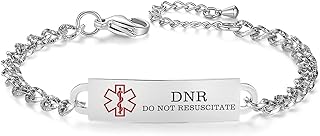 Medical Alert Bracelets for Women Adjustable Personalized Free Engrave Medical ID Bracelets 6.5-8 Inch