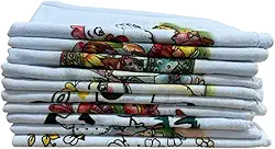 Kit Pano de Prato Pé de Galinha 5 Unidades sortidos(Clássico, Branco com estampa)