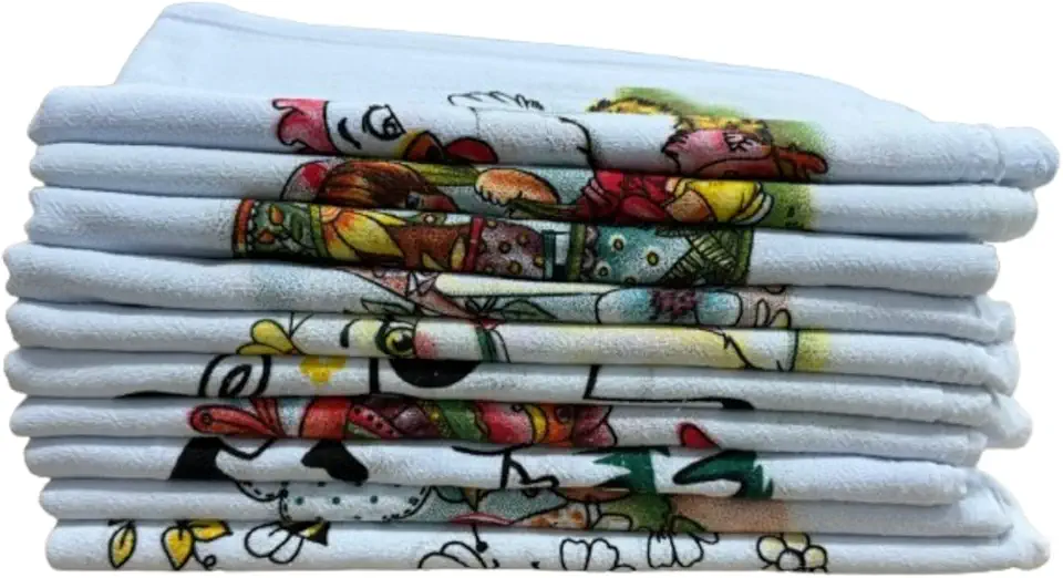 Kit Pano de Prato Pé de Galinha 5 Unidades sortidos(Clássico, Branco com estampa)