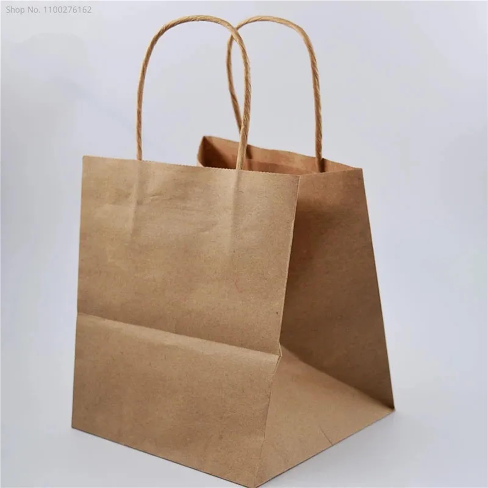 Sacchetti Carta Kraft 30 pezzi 150 * 150 * 170 mm bianco/naturale carta kraft sacchetto quadrato fondo largo for imballaggio da asporto cibo di for con maniglia(Color1)