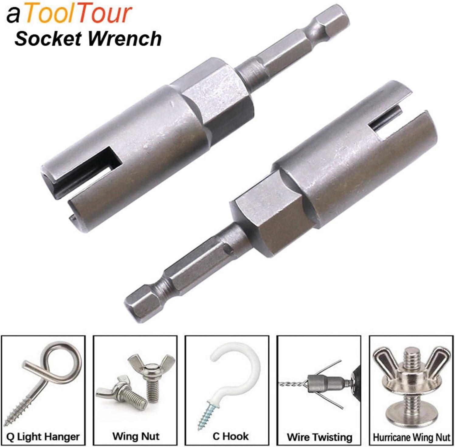 Butterfly Screw Bolt Socket Wrench Wingnut Driver Hex Shank Butterfly Wing Nut Socket Adapter Tool Slotted Screwdriver Sleeve Socket Sockets(Socket Wrench 10mm)
