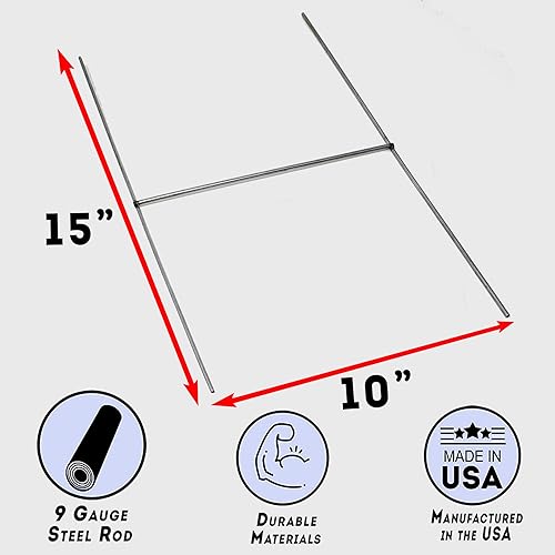 Miniatura 2 de Bingle - Letrero de metal resistente de 10 x 24 pulgadas con estacas en H de metal, estacas de alambre para patio, estaca de césped, con 0.157 in y