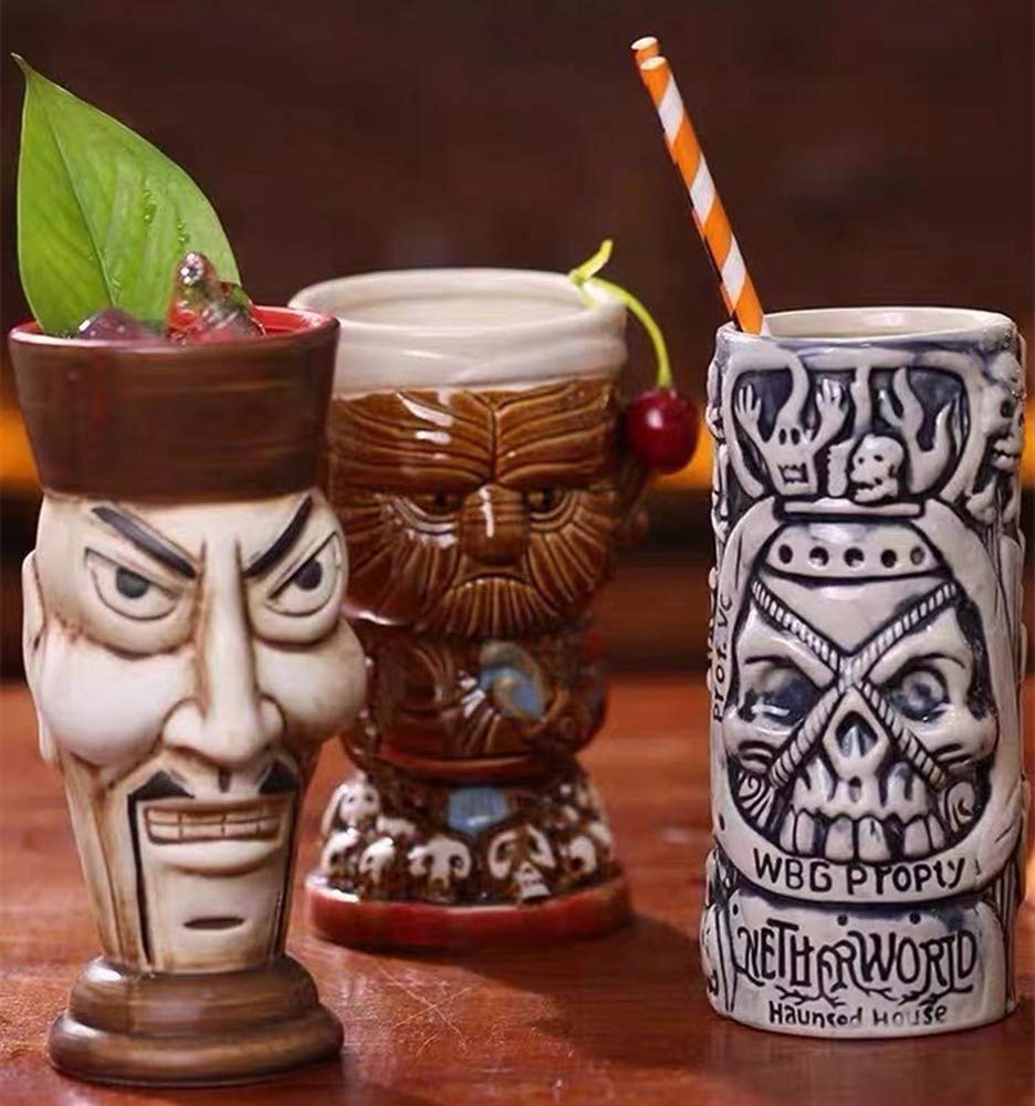 Tiki Mugs Set Taza Tiki De Cerámica Grande, Tazas De Cóctel | Envío gratis