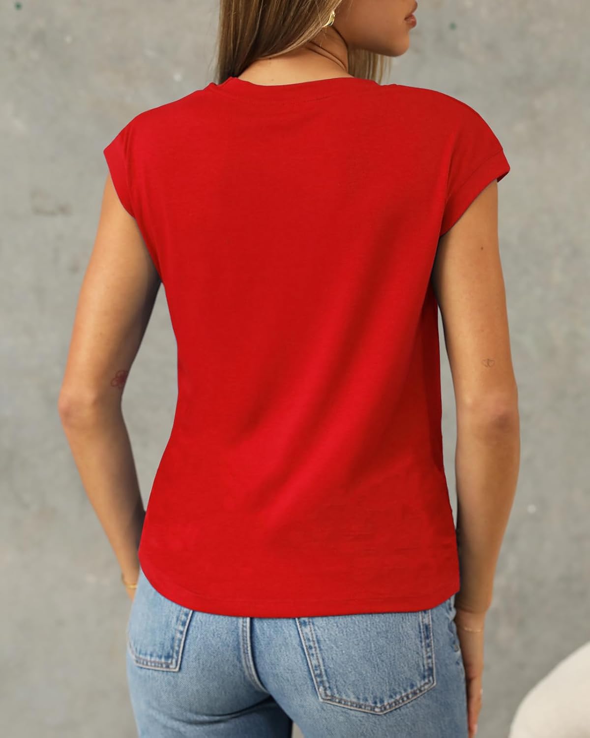 Abardsion Trendy Cap Sleeve Tops for Women 2025 Summer Outfits Clothes Loose Fit Casual Dressy T Shirts Tunic - Image 3