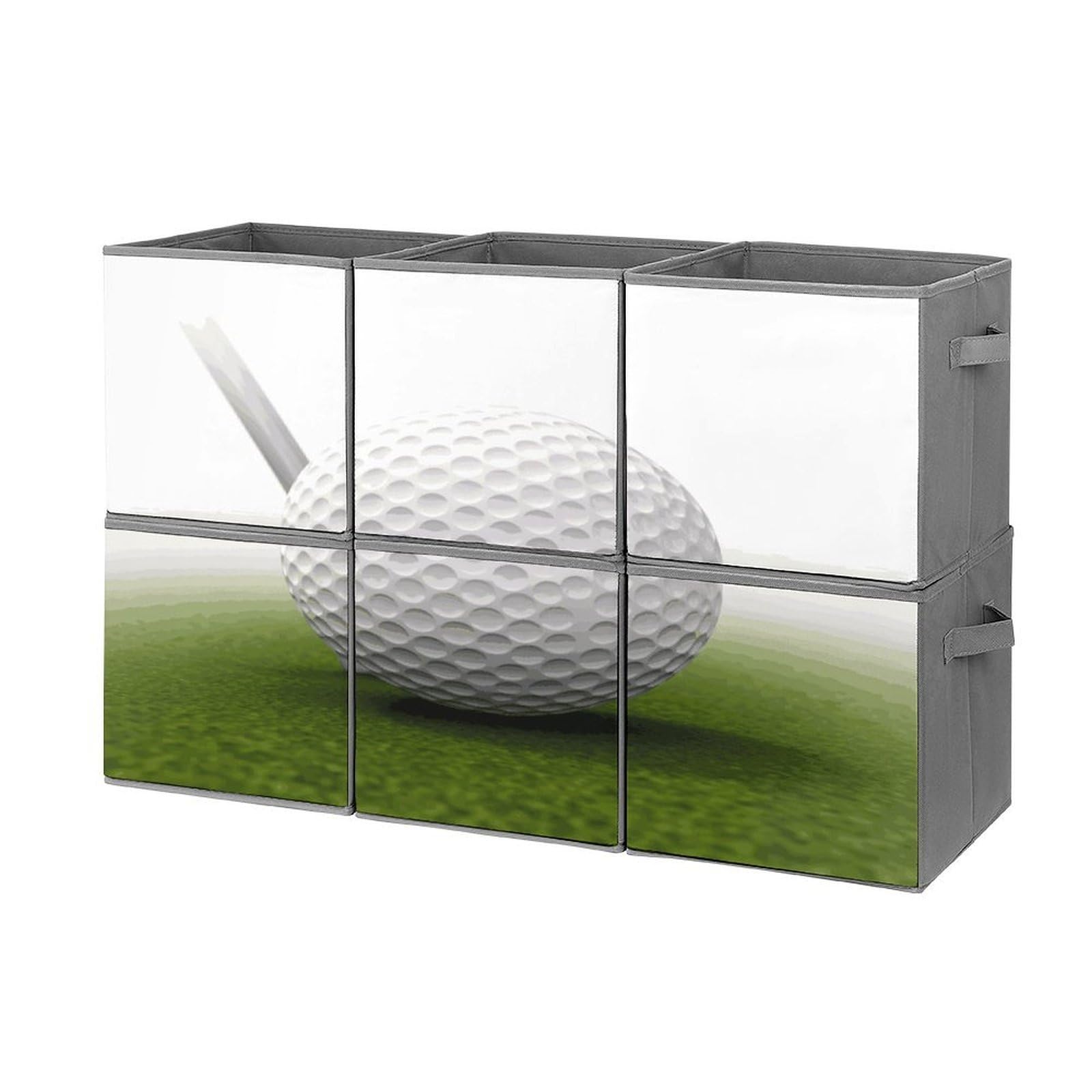 Fekiloot Style Golf Ball Storage Bin For Foldable And Handles,Closet Organizer Of 6-Pack Stackable,Storage Box For Living,Room, Office,Bedroom,Closet