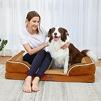 Vista 29 de Comfort Expression - Cama ortopédica para perros extragrandes, 53 x 42 pulgadas, cama impermeable y de apoyo de espuma con cojines removibles