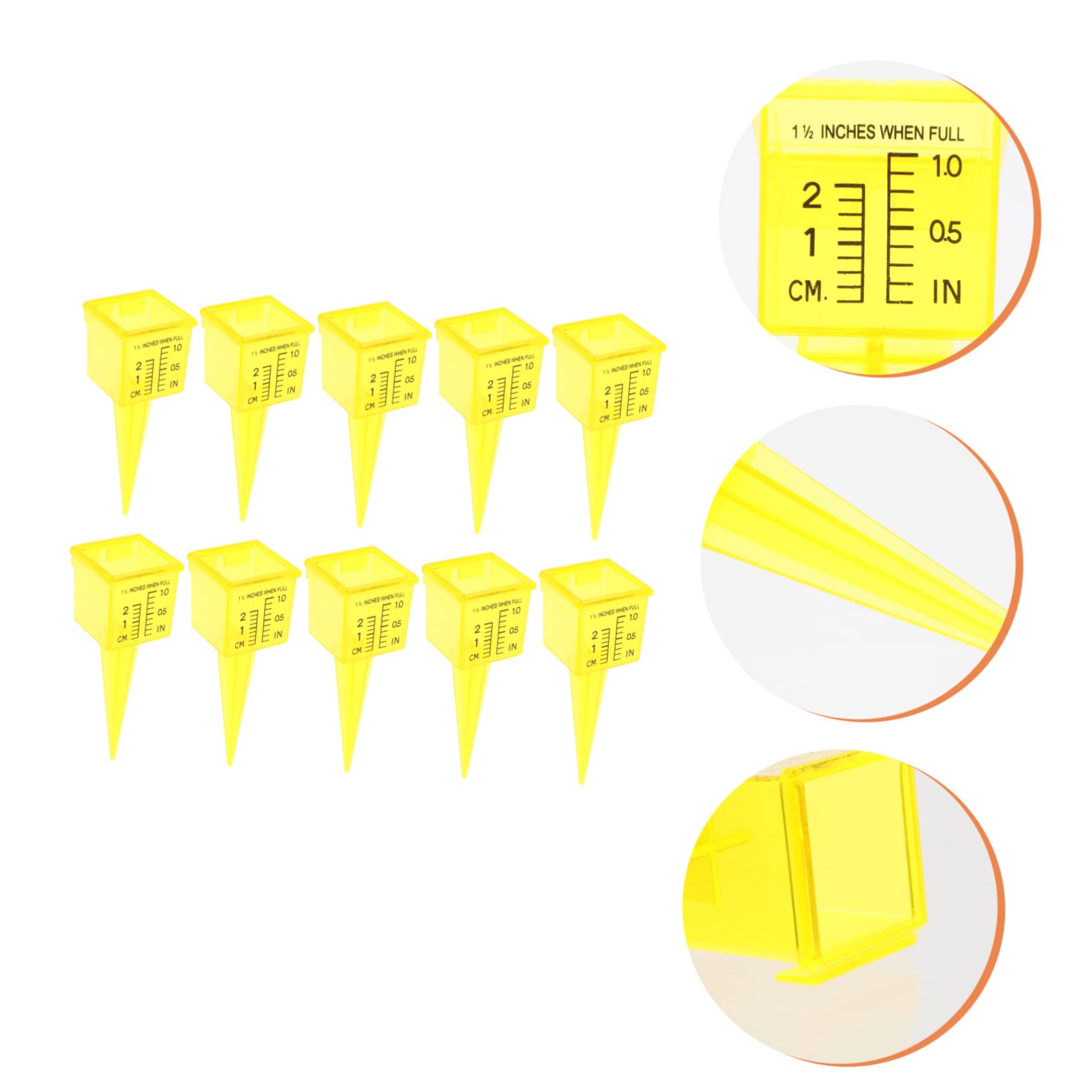 Yardwe 2 Sätze Regenmesser Erweiterbarer Gartenschlauch Regenabweiser Regenwassermesser Draußen Wassersprüher Gartenuhr Kanten Rasensprenger Solar- Gras Tür Plastik Yellow 10 Stück * 2