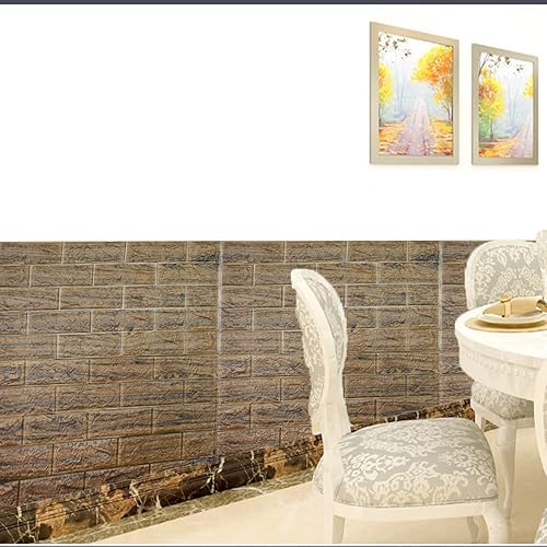 Miniatura 6 de Paneles de pared 3D de madera retro de lujo para despegar y pegar panel de pared de espuma autoadhesivo azulejos de pared anticolisión para pared de
