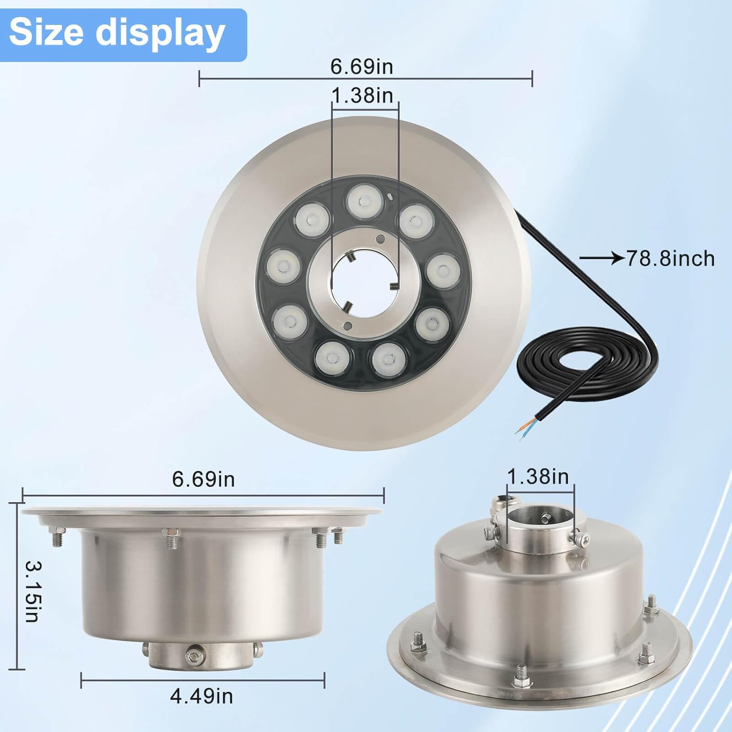 LED Fountain Lights Submersible Waterfall Underwater Light 36W 12V AC with RGBW Color Changing by Remote for Outdoor Fountain Garden Patio Pond