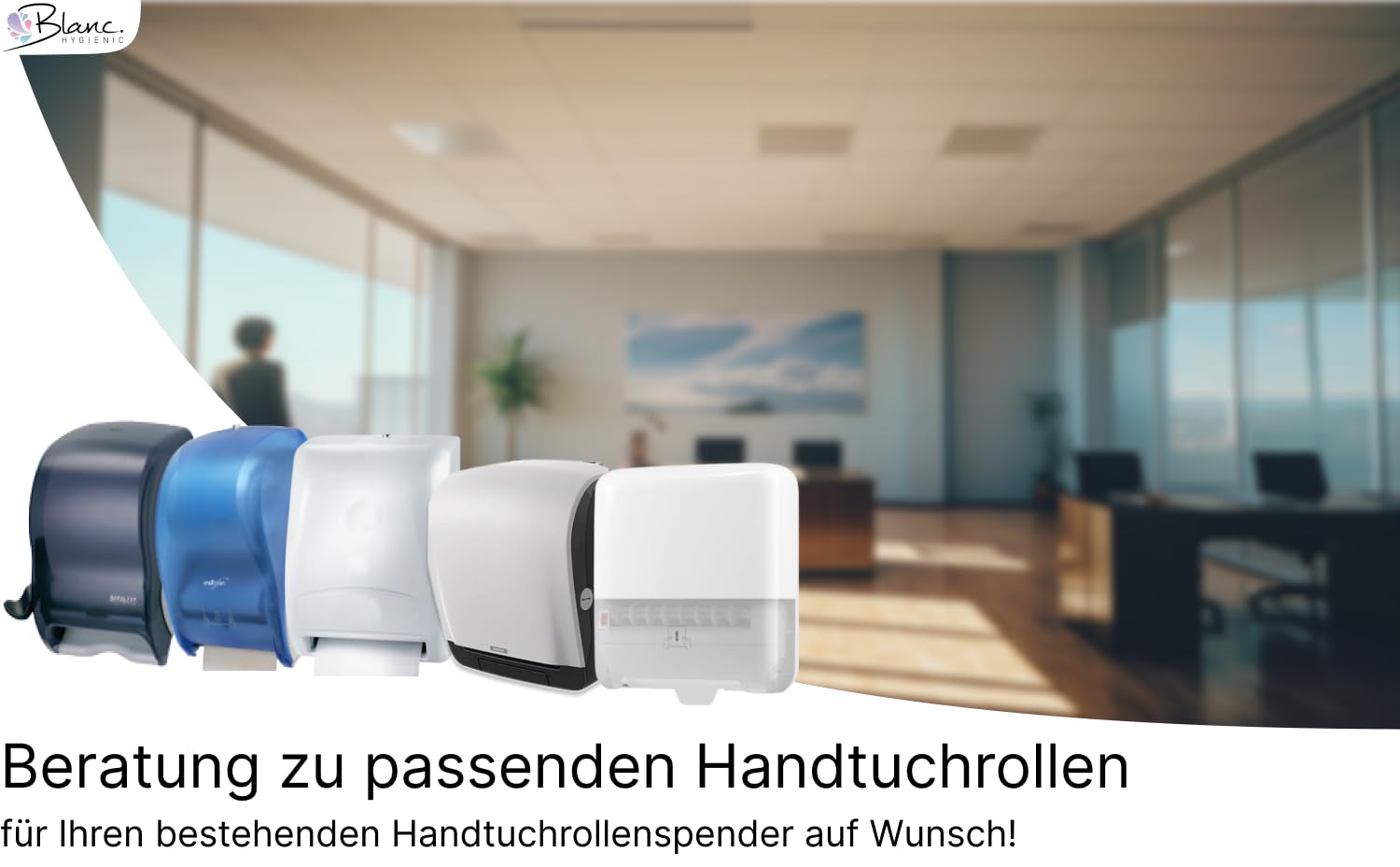 Tissue Handtuchrollen 750 m Gesamt, 6 Rollen | 2-lagiges Tissue aus Zellstoff, 125 m je Rolle, 40 mm Kern, passend f. viele Rollenspender