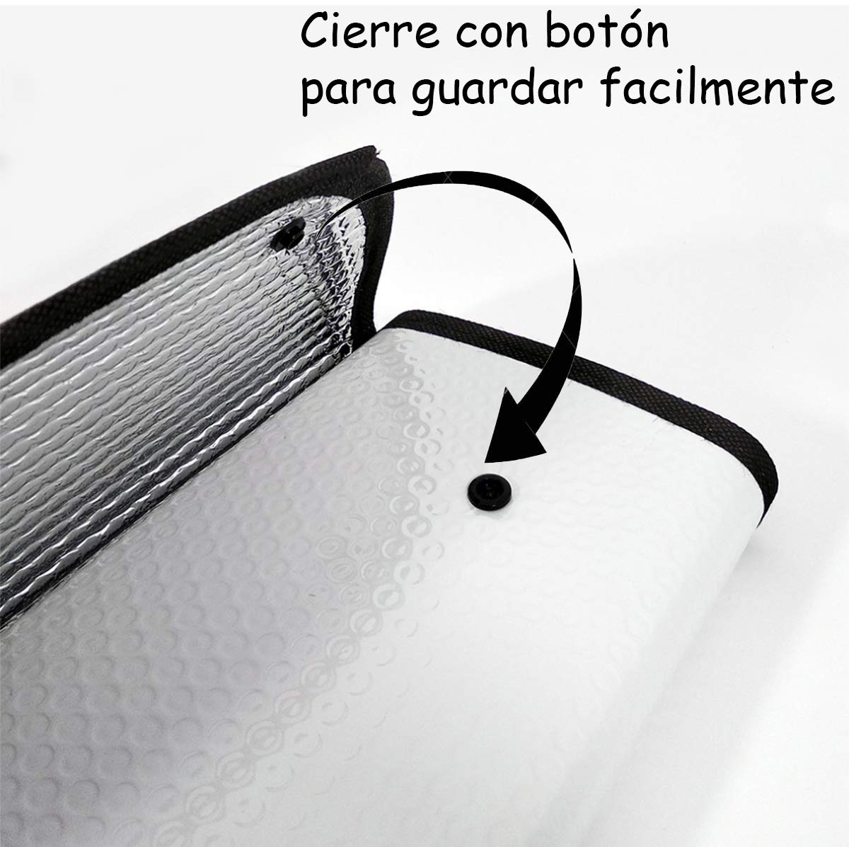 Parasol Coche Delantero，Parasol Luna de Coche Metalizado Cortina Reflectante para Vehículo Protección Rayos UV Parabrisas, Protector Solar Camionetas, Todoterrenos, Furgonetas (130x70cm) - 4