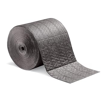 New Pig Rip-&-Fit Absorbent Mat Roll, 19-Gal Absorbency, Perforations to Customize Mat Shape, Heavyweight, Absorbs Oils & Water, 150' L x 15