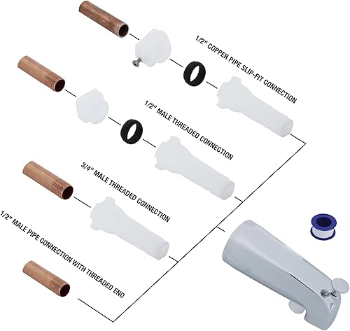 Miniatura 3 de DANCO Desviador en cromo 89266 - Boquilla universal para bañera con accesorio de ducha de mano paquete de 1