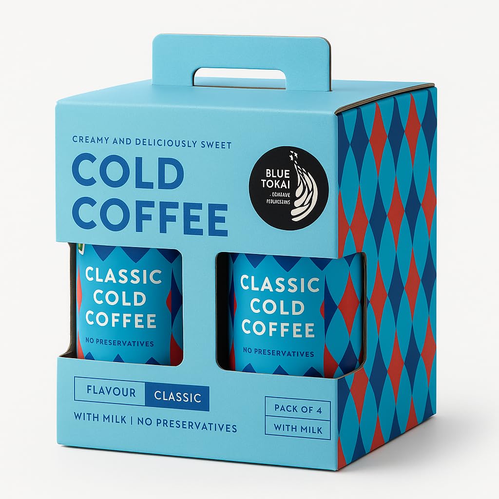 Blue Tokai Coffee Roasters Classic Cold Coffee Can 220ml | Creamy Delicious & Strong | Ready to Drink | No Preservatives | 100% Arabica Beans | Specialty Coffee | Pack of 4