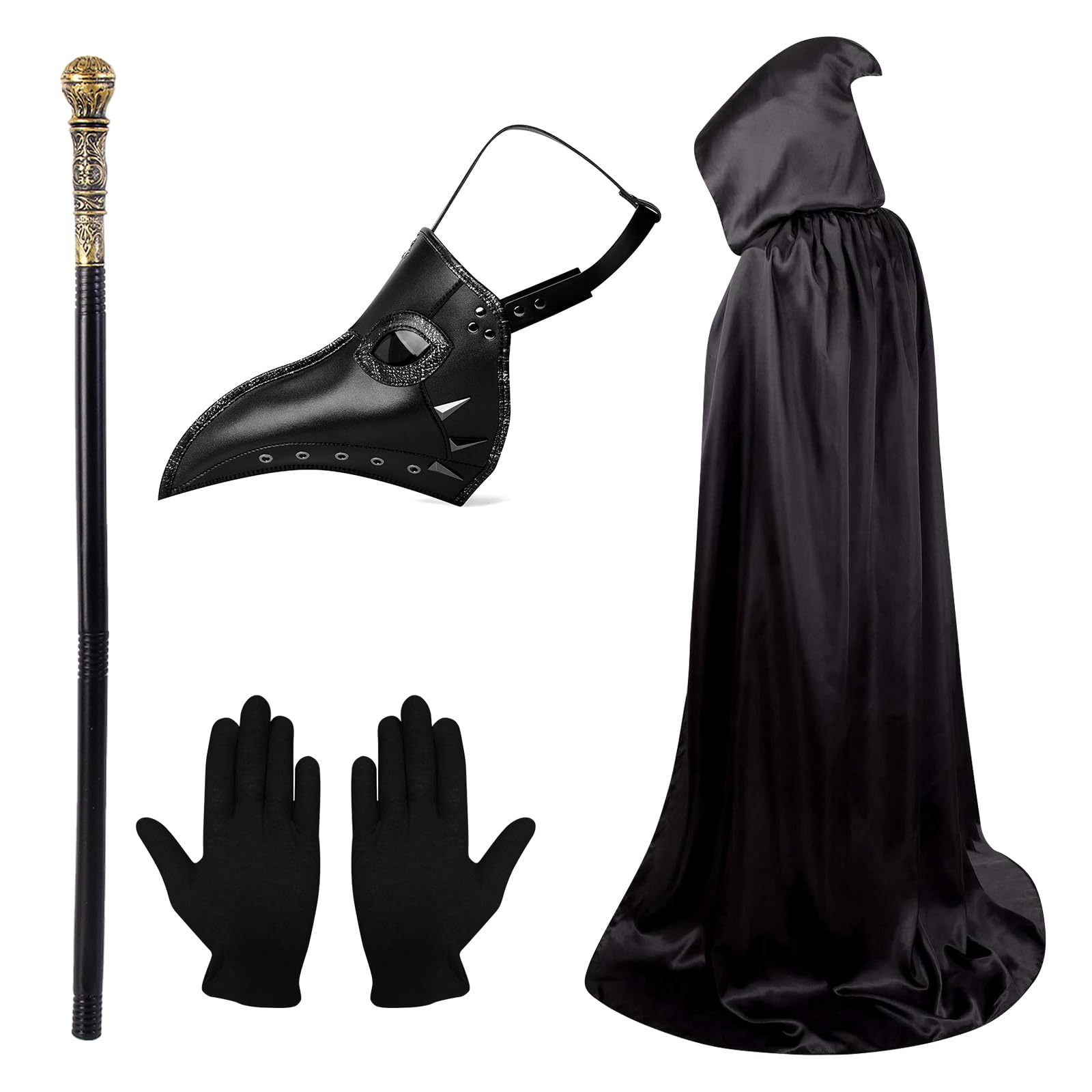 Lifreer Plague Doctor Mask Plague Doctor Costume Adult Halloween Mask for Gothic Costumes Props Steampunk Bird Masks for Adult with Gloves Halloween Costume Masquerade Party Costumes