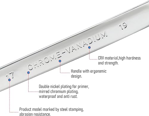Miniatura 6 de FOCMKEAS Llave de trinquete de extremo de caja doble 0.315in x 0.394in, métrica de 72 dientes de 12 puntos, herramientas de llave de trinquete CR-V