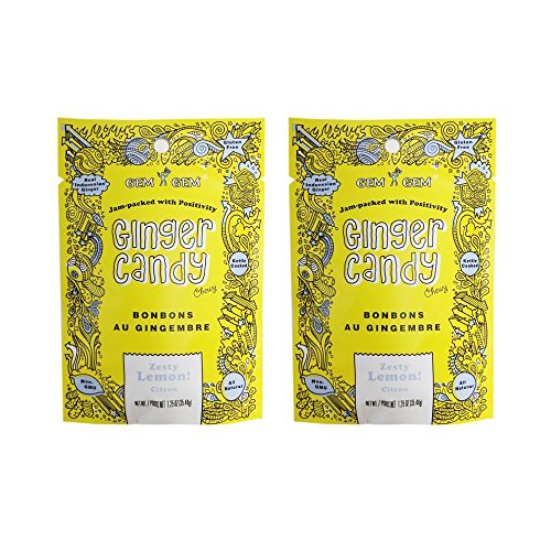 Gem Gem All Natural Chewy Ginger Candy 1.25oz (Lemon, 2 Pack) - image 1