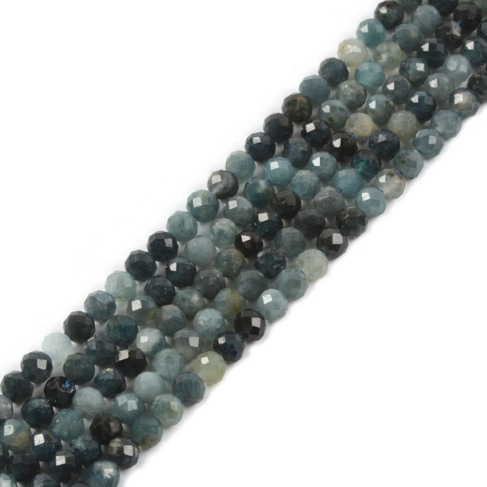 Blue Tourmaline 4mm Faceted Round Beads Loose Beads 16 Inch for Jewelry Making Beads