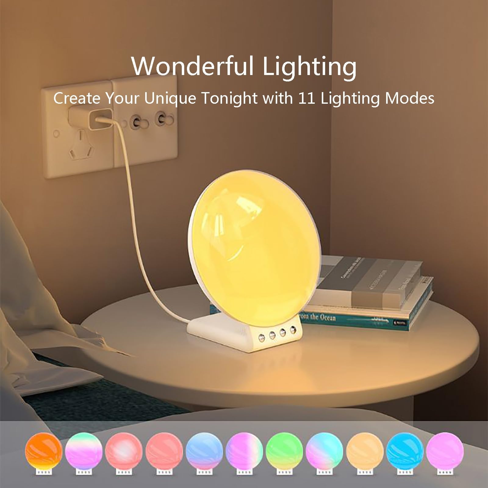 Sveglia Colorata con Luce Dell'alba, Macchina per Suoni del Sonno a Rumore Bianco con Aiuto al Sonno, Doppio Allarme, Snooze, Lampada da Lettura per Bambini, Dormitori Pesanti
