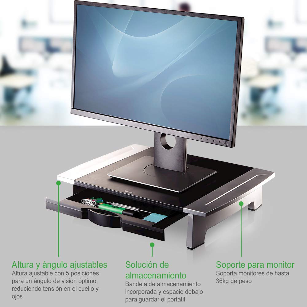 Fellowes Office Suites - Soporte de Monitor hasta 28", Color Gris